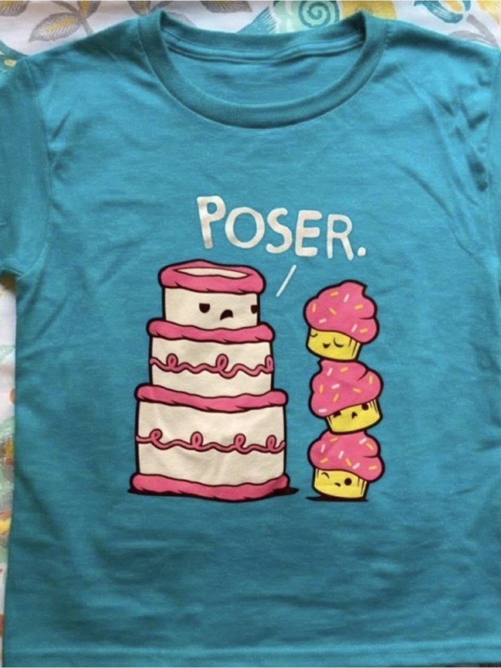 Gildan 'Poser' Graphic Tee with Pink Cake Design